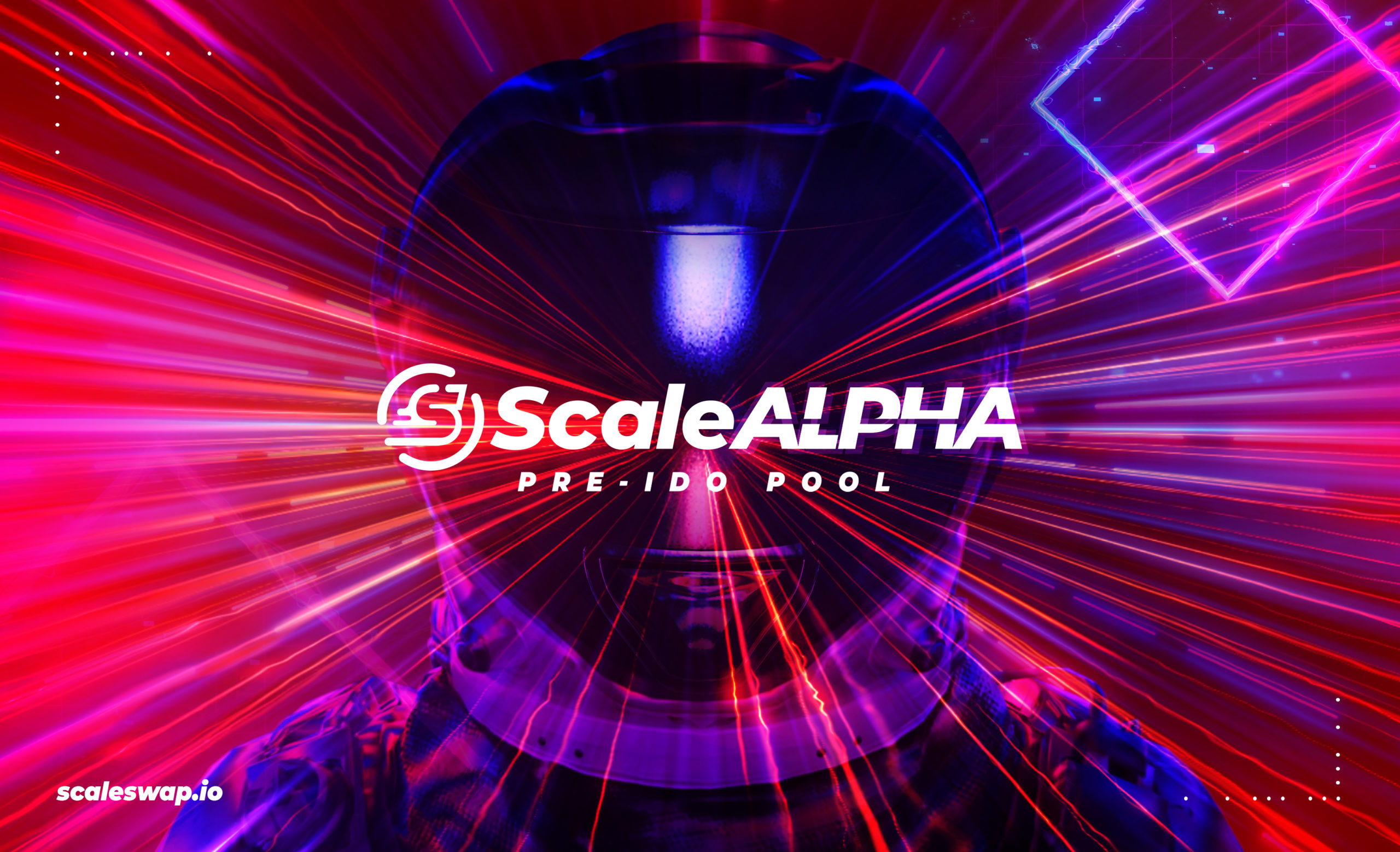ScaleALPHA header image with lights and astronaut.